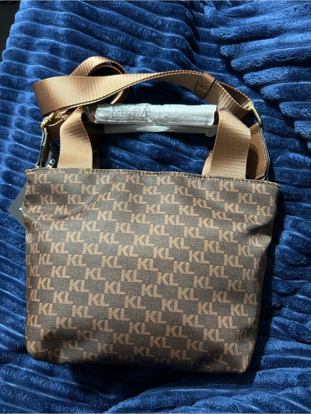 Karl Lagerfeld Brown Monogram Crossbody Bag - Picture 10 of 16
